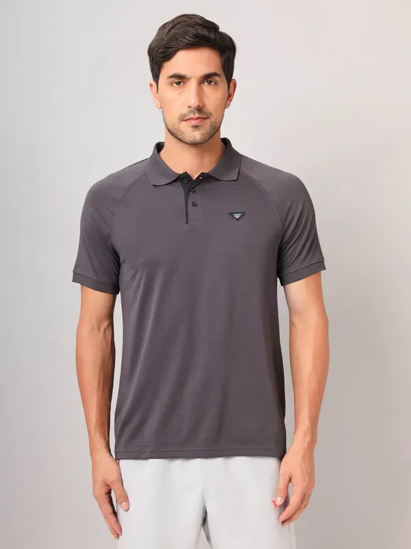 Men Self Design Slim Fit Polo T-shirt with MATPIQ - Image 2