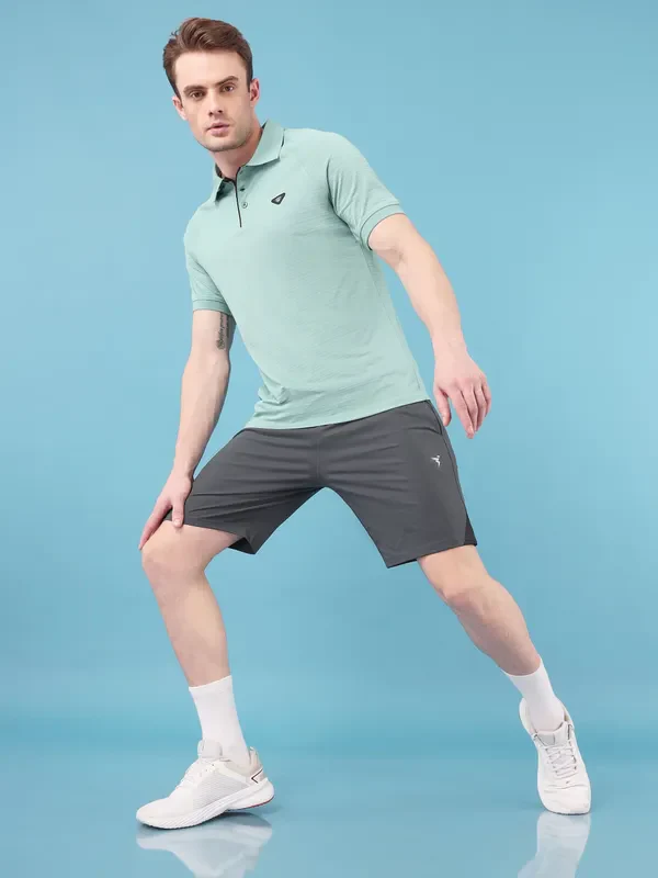 Men Self Design Slim Fit Polo T-shirt with MATPIQ - Image 6