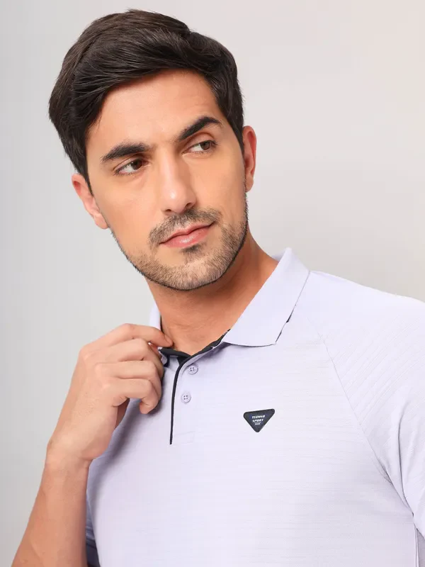 Men Self Design Slim Fit Polo T-shirt with MATPIQ - Image 6