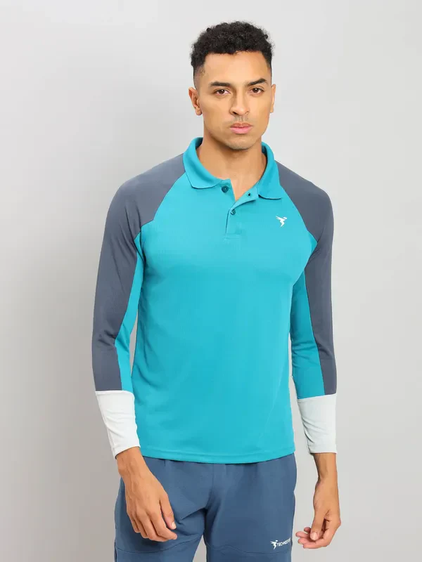 Men Colorblock Slim Fit Polo T-shirt with TECHNO COOL+ - Image 12