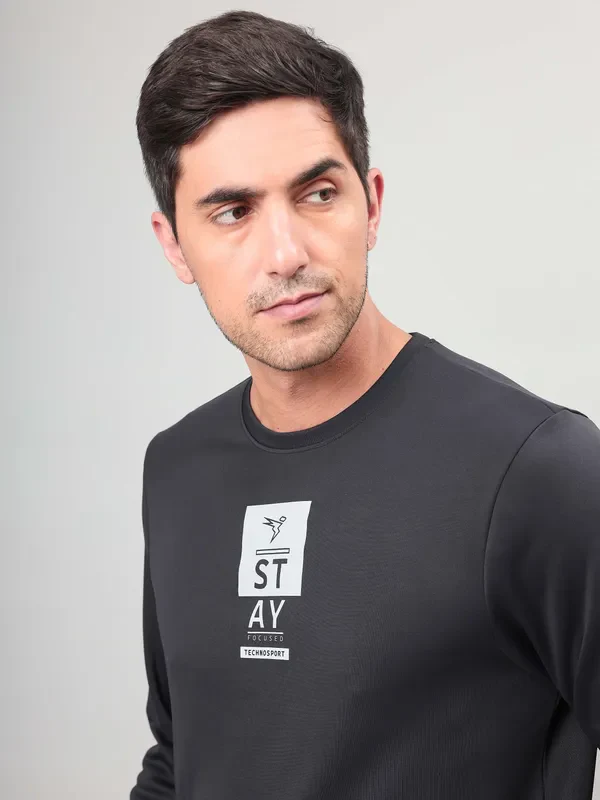 Men Printed Slim Fit Crew Neck Sweatshirt with ELASTO PLUS - Image 6
