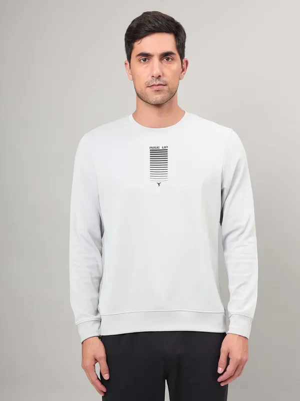 Men Printed Slim Fit Crew Neck Sweatshirt with ELASTO PLUS - Image 2