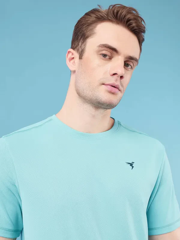 Men Solid Slim Fit Crew Neck T-shirt with TECHNO COOL+ - Image 5
