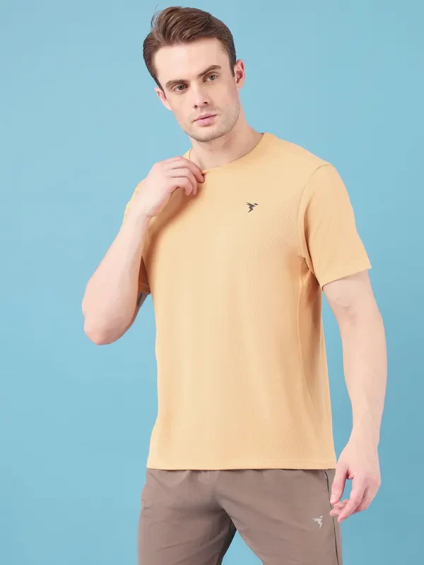Men Solid Slim Fit Crew Neck T-shirt with TECHNO COOL+ - Image 3