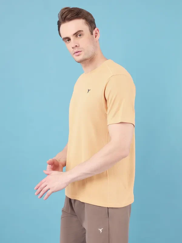 Men Solid Slim Fit Crew Neck T-shirt with TECHNO COOL+ - Image 5