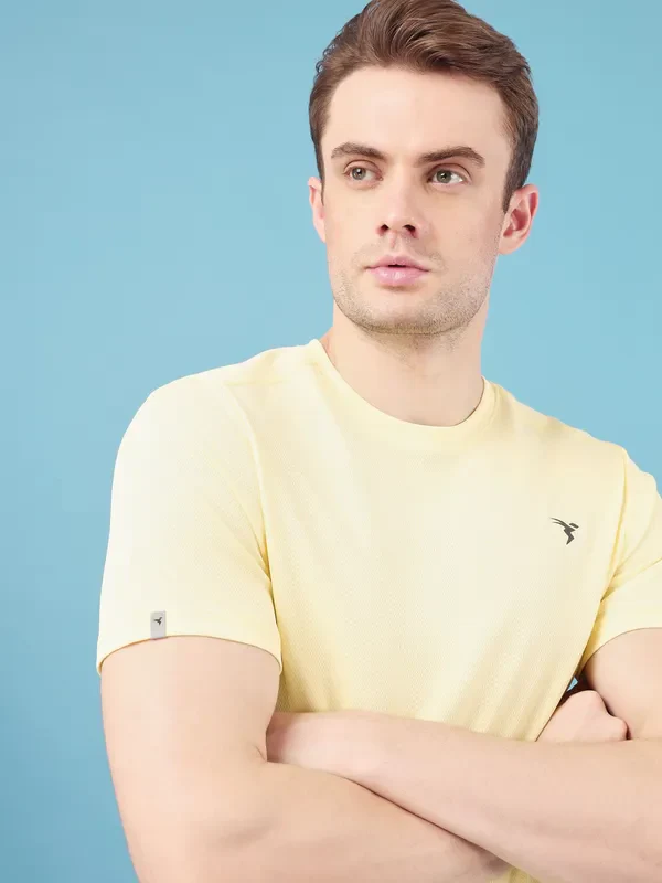 Men Solid Slim Fit Crew Neck T-shirt with TECHNO COOL+ - Image 6