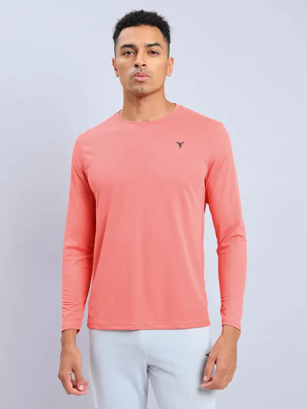 Men Solid Slim Fit Crew Neck T-shirt with TECHNO COOL+ - Image 2