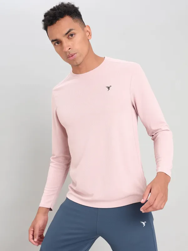 Men Solid Slim Fit Crew Neck T-shirt with TECHNO COOL+