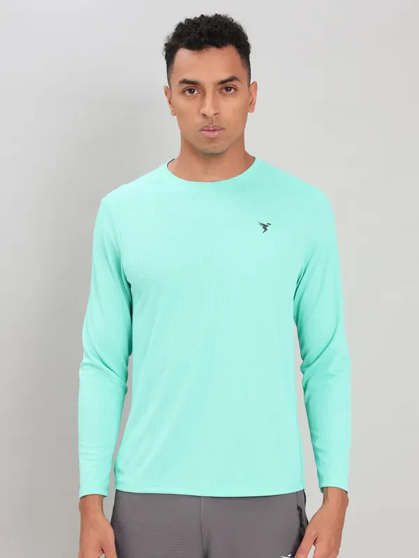 Men Solid Slim Fit Crew Neck T-shirt with TECHNO COOL+ - Image 2