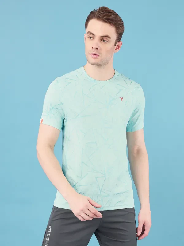 Men Jacquard Slim Fit Crew Neck T-shirt with DOUBLE COOL - Image 2