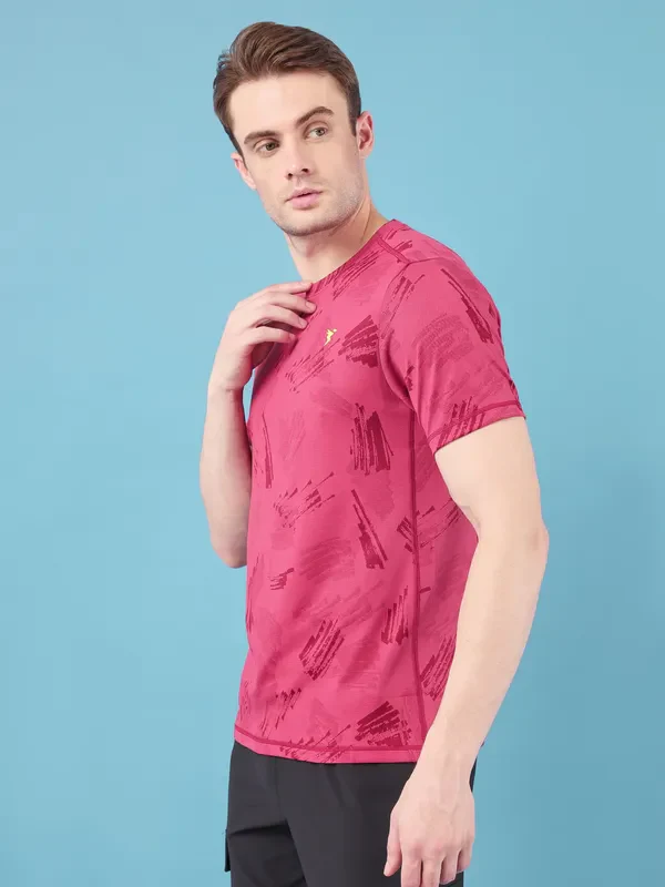 Men Jacquard Slim Fit Crew Neck T-shirt with DOUBLE COOL - Image 3