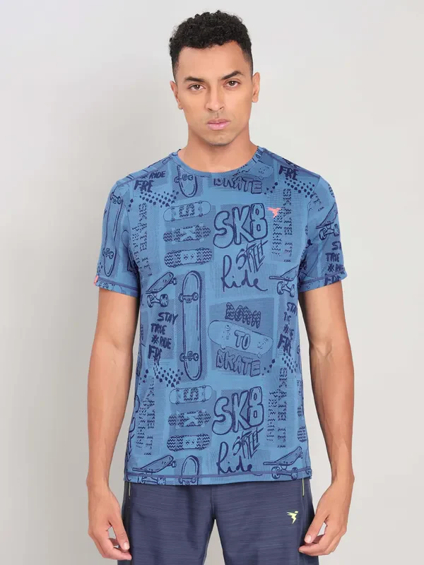 Men Jacquard Slim Fit Crew Neck T-shirt with DOUBLE COOL - Image 2