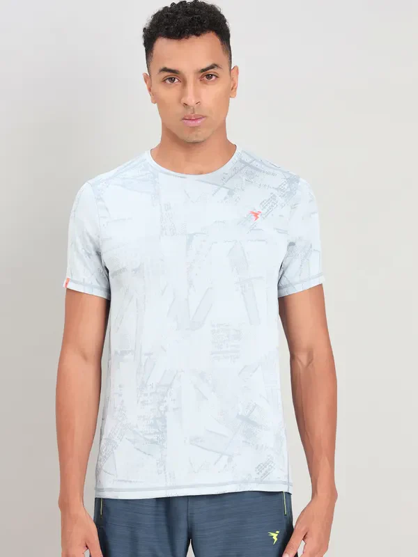 Men Jacquard Slim Fit Crew Neck T-shirt with DOUBLE COOL - Image 2