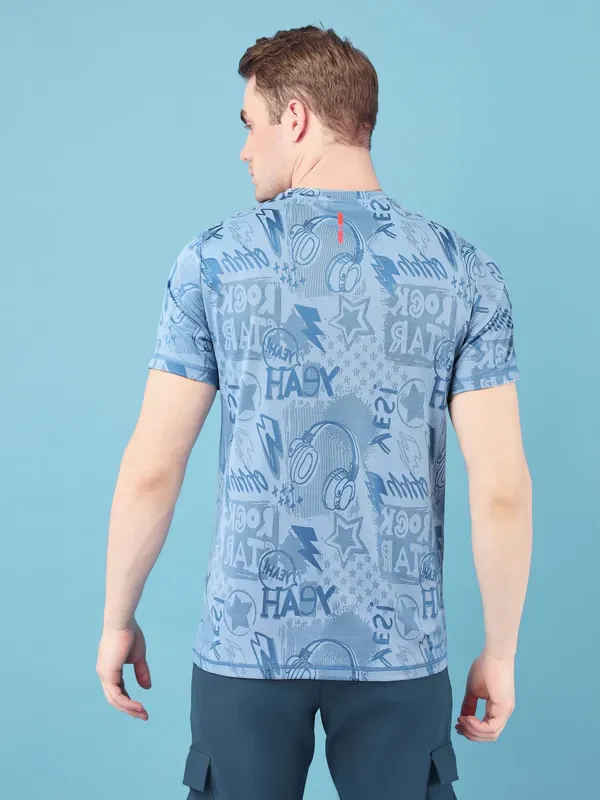 Men Jacquard Slim Fit Crew Neck T-shirt with DOUBLE COOL - Image 3
