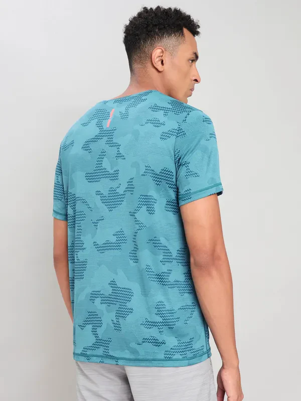 Men Jacquard Slim Fit Crew Neck T-shirt with DOUBLE COOL - Image 3