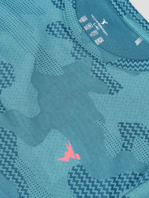 Men Jacquard Slim Fit Crew Neck T-shirt with DOUBLE COOL - Image 7