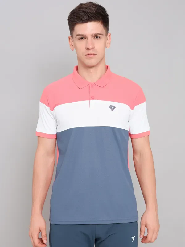Men Colorblock Slim Fit Polo T-shirt with MATPIQ - Image 8