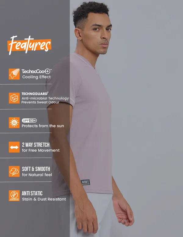 Men Solid Slim Fit V Neck T-shirt with TECHNO COOL+ - Image 5