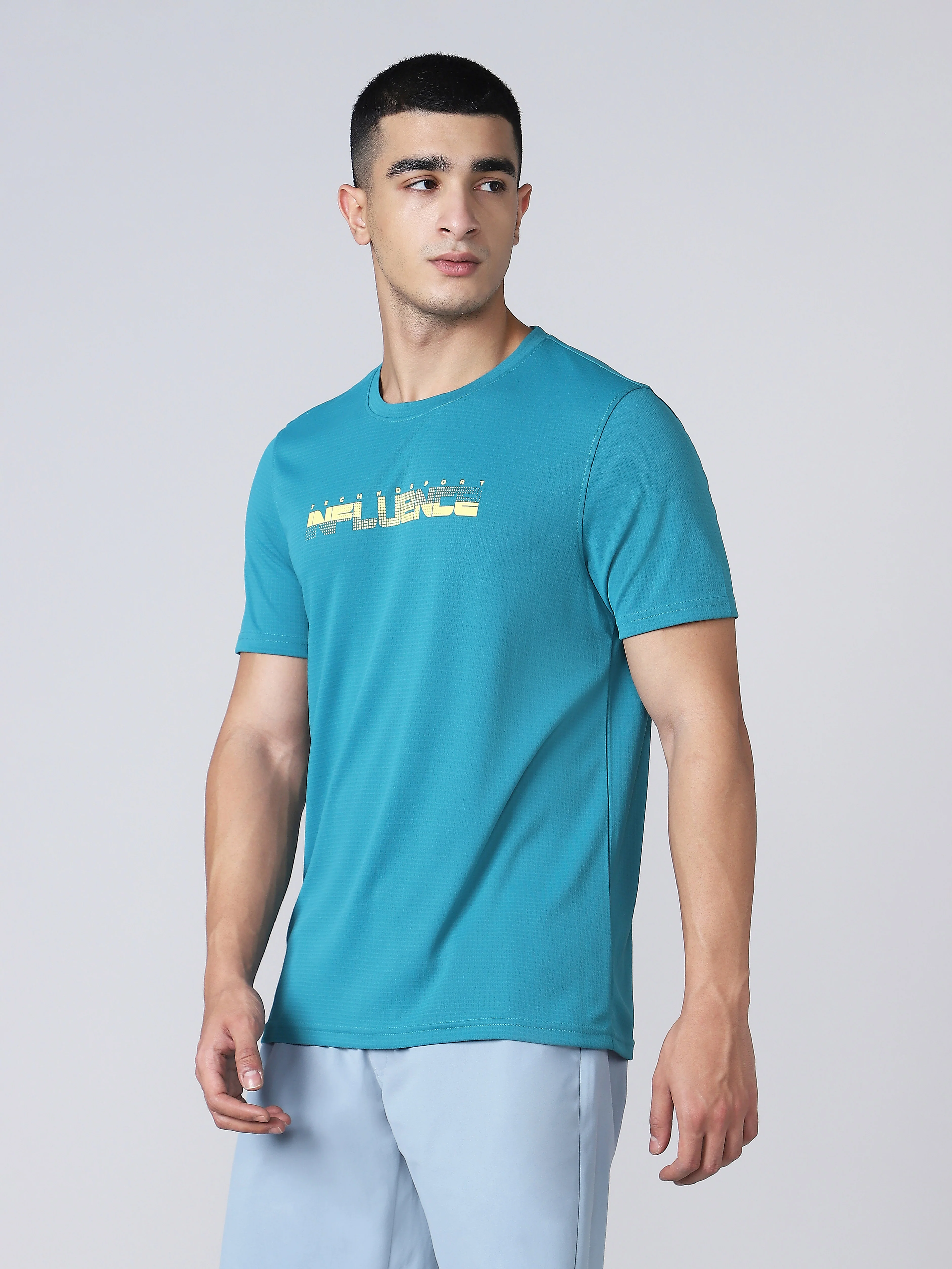 Men Printed Regular Fit Crew Neck T-shirt with TECHNO COOL+ - Image 3