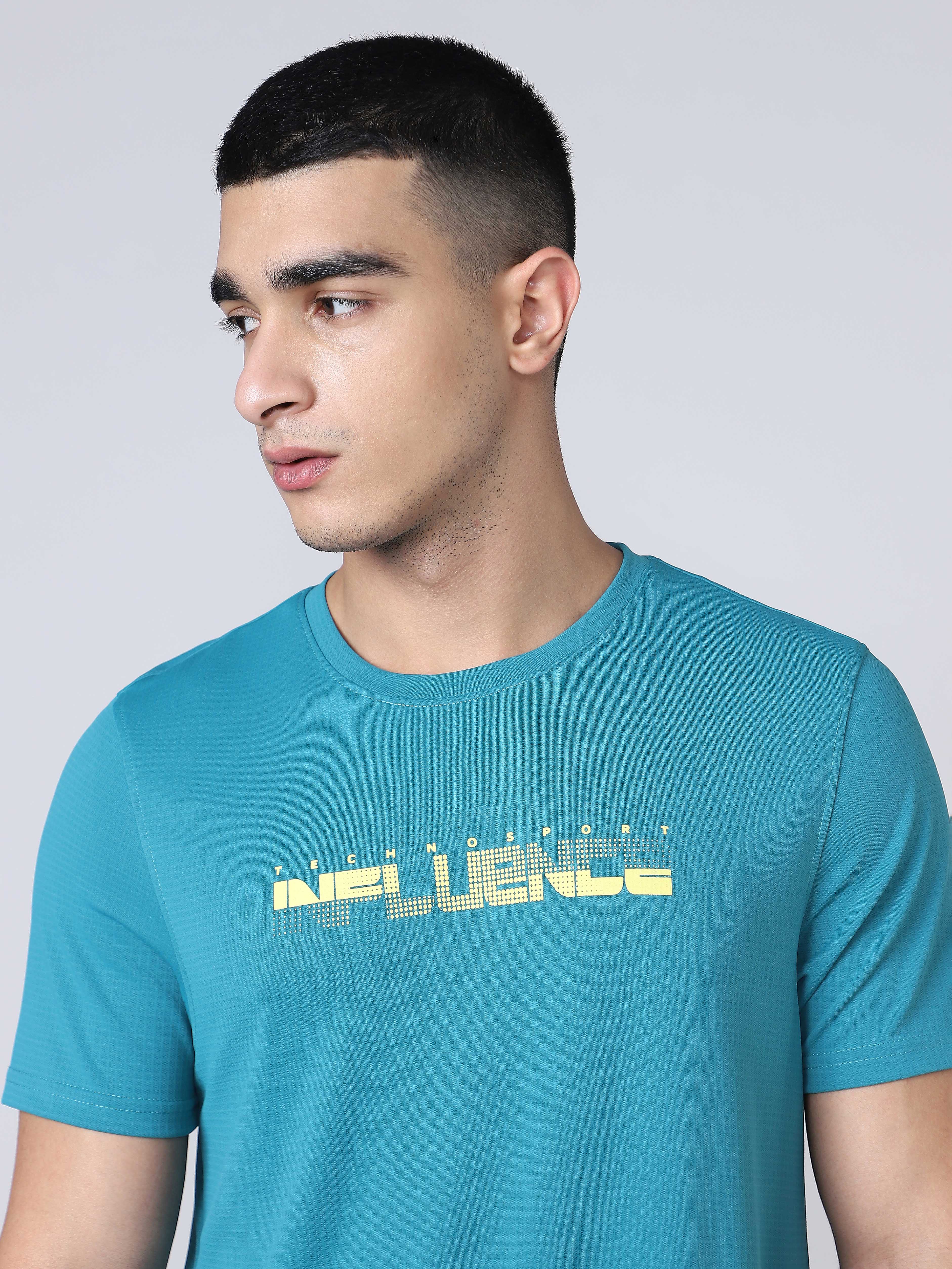 Men Printed Regular Fit Crew Neck T-shirt with TECHNO COOL+ - Image 7