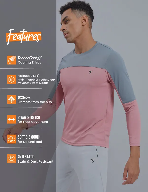Men Colorblock Slim Fit Crew Neck T-shirt with TECHNO COOL+ - Image 3