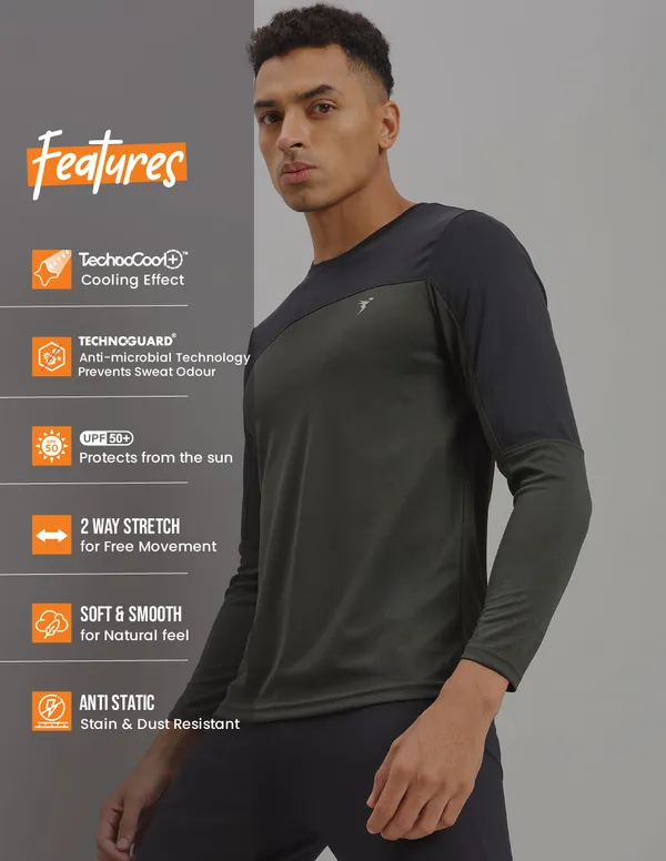 Men Colorblock Slim Fit Crew Neck T-shirt with TECHNO COOL+ - Image 4
