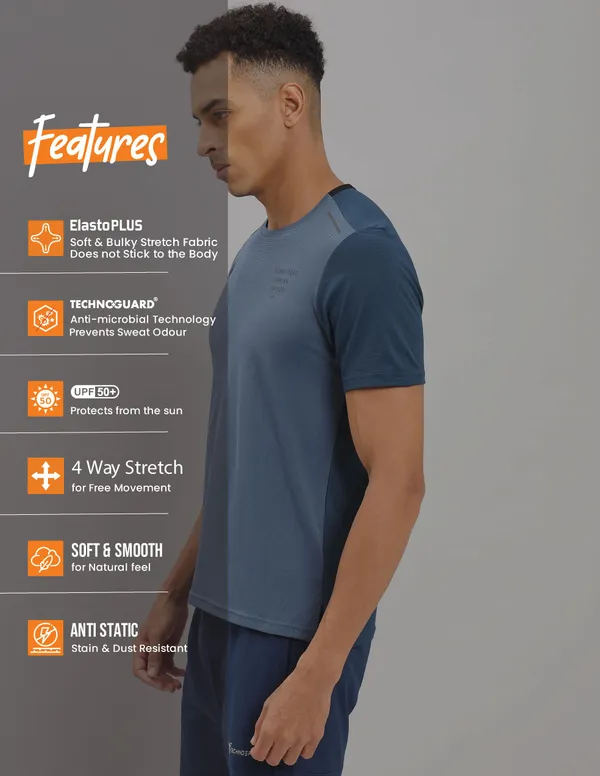 Men Solid Slim Fit Crew Neck T-shirt with ELASTO PLUS - Image 6