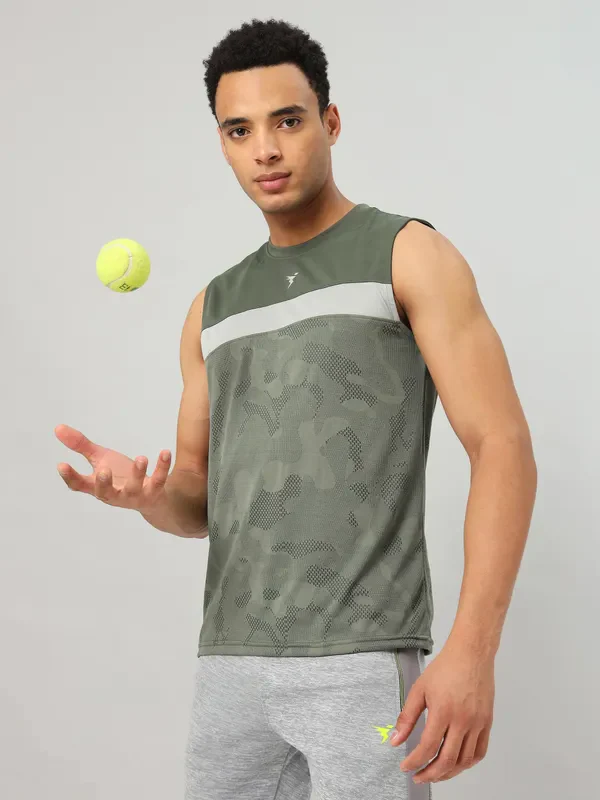 Men Jacquard Slim Fit Crew Neck Innerwear Vest with VENTMESH