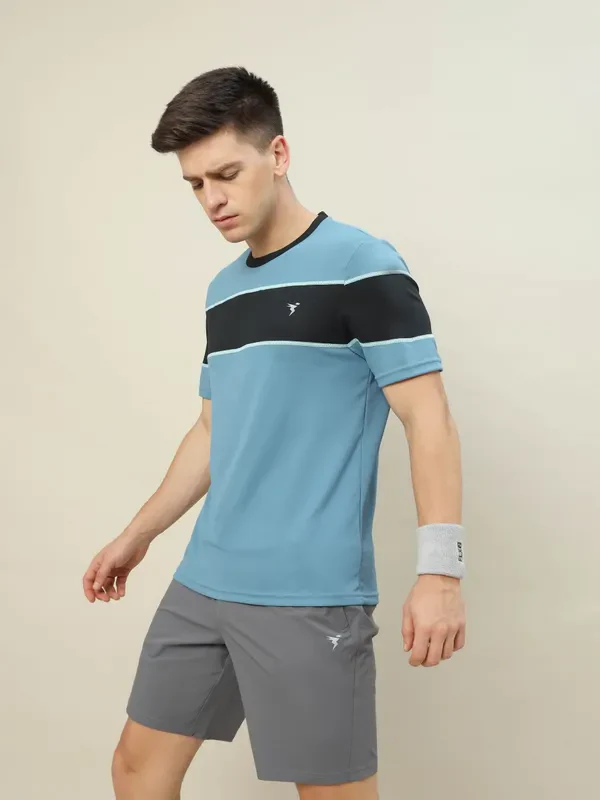 Men Colorblock Slim Fit Crew Neck T-shirt with TECHNO COOL+ - Image 3