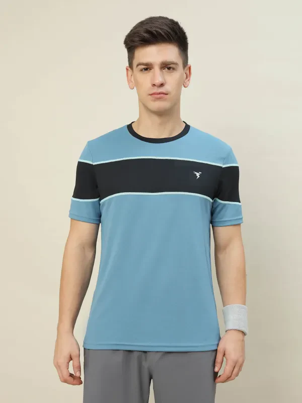 Men Colorblock Slim Fit Crew Neck T-shirt with TECHNO COOL+ - Image 5