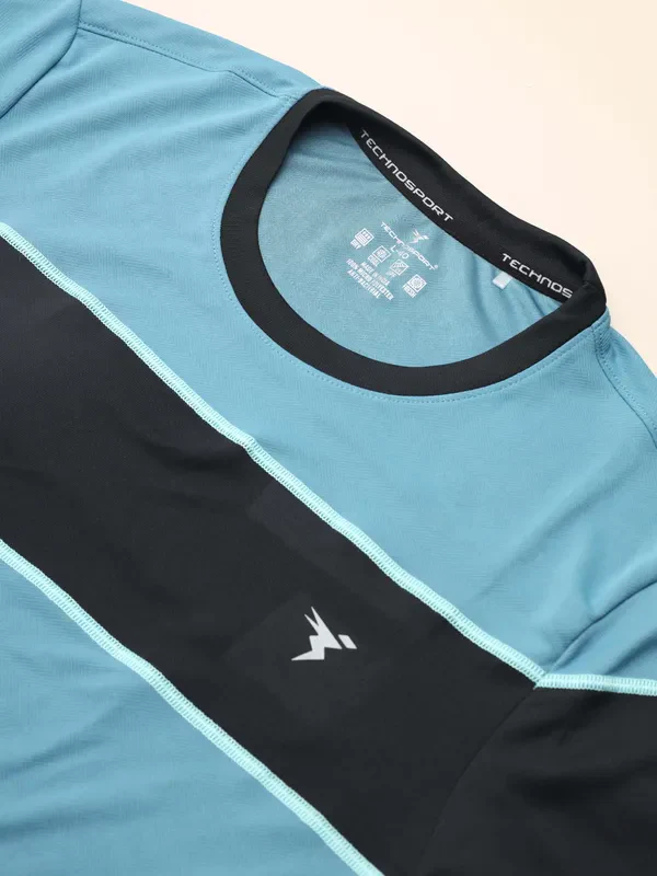 Men Colorblock Slim Fit Crew Neck T-shirt with TECHNO COOL+ - Image 7