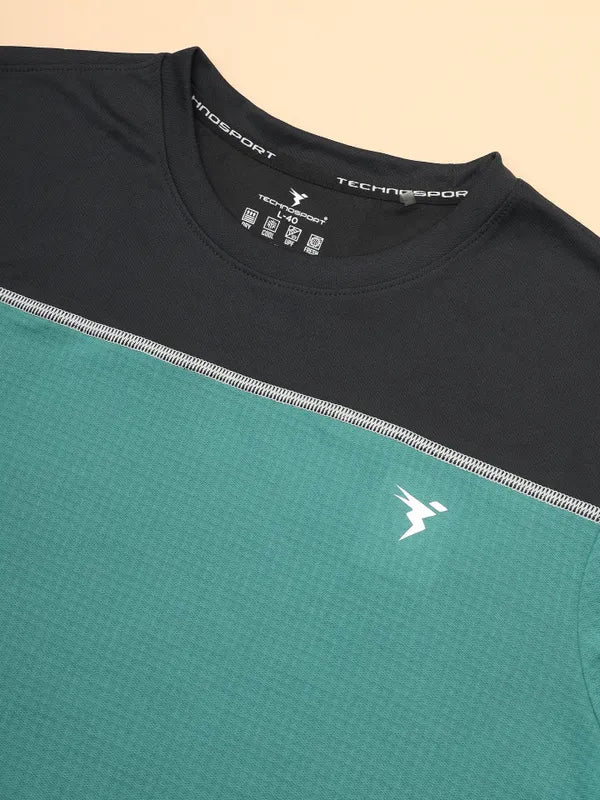 Men Colorblock Slim Fit Crew Neck T-shirt with TECHNO COOL+ - Image 7