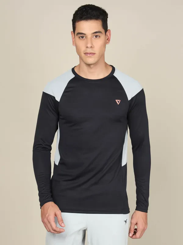 Men Colorblock Slim Fit Crew Neck T-shirt with TECHNO COOL+ - Image 3