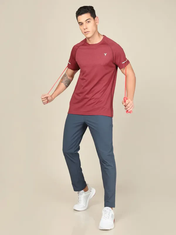 Men Melange Slim Fit Crew Neck T-shirt with DOUBLECOOL - Image 5