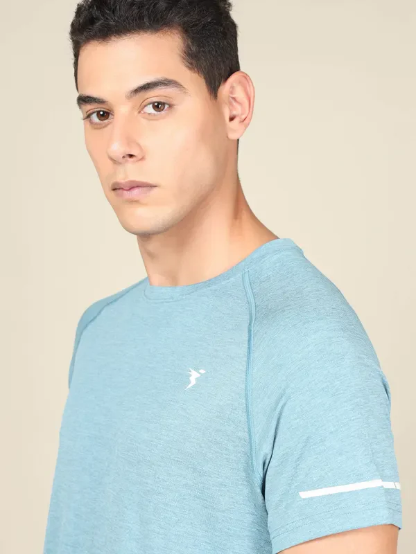 Men Melange Slim Fit Crew Neck T-shirt with DOUBLECOOL - Image 5