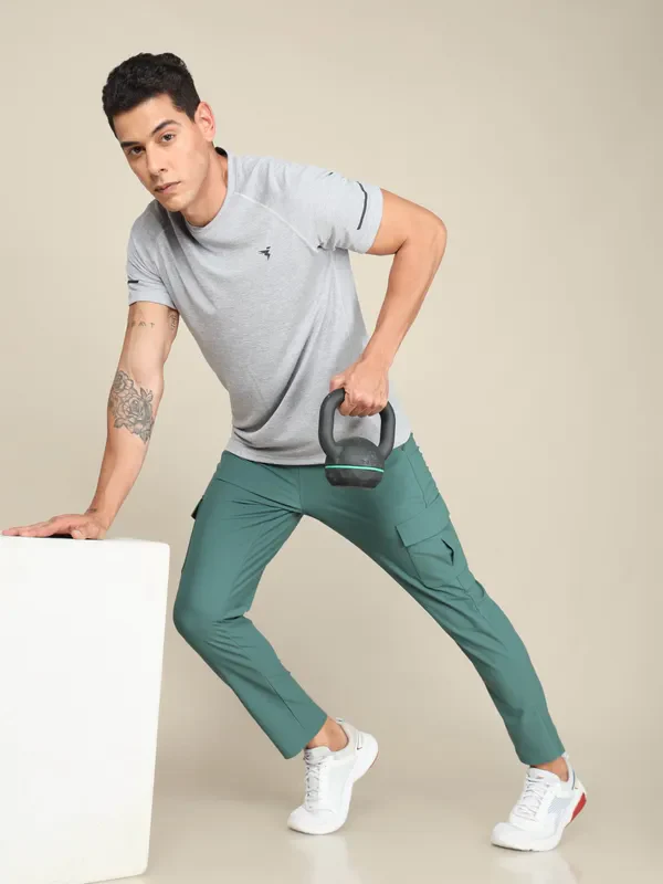 Men Melange Slim Fit Crew Neck T-shirt with DOUBLECOOL - Image 5