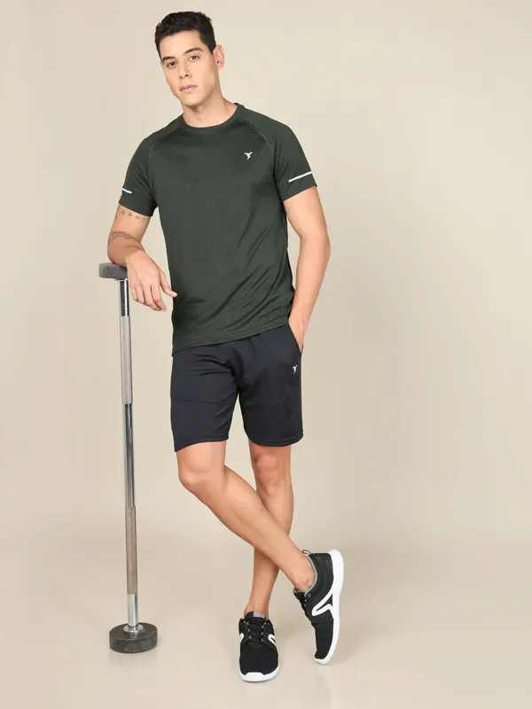Men Melange Slim Fit Crew Neck T-shirt with DOUBLECOOL - Image 5