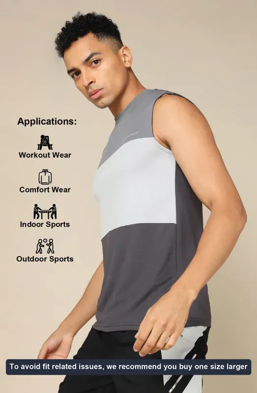 Men Colorblock Slim Fit Crew Neck Innerwear Vest with TECHNO COOL+ - Image 5