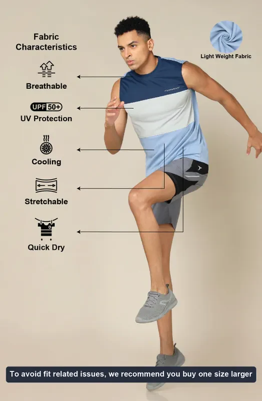Men Colorblock Slim Fit Crew Neck Innerwear Vest with TECHNO COOL+ - Image 4