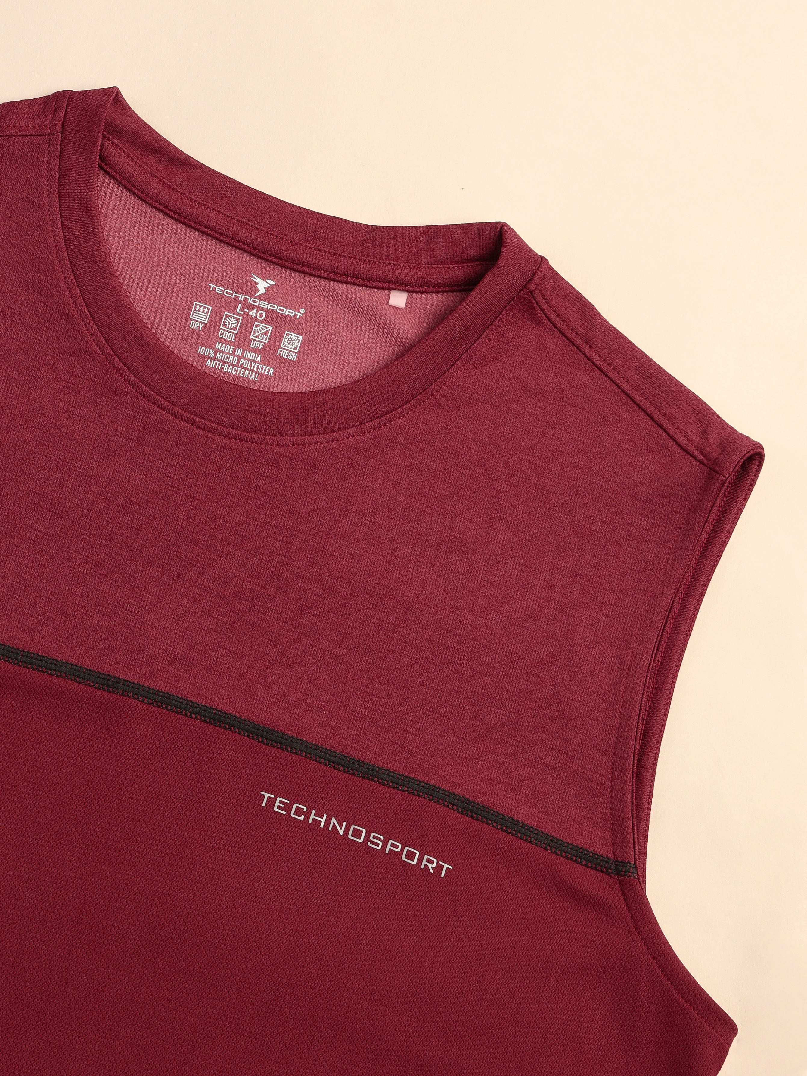 Men Colorblock Slim Fit Crew Neck Innerwear Vest with TECHNO COOL+ - Image 7