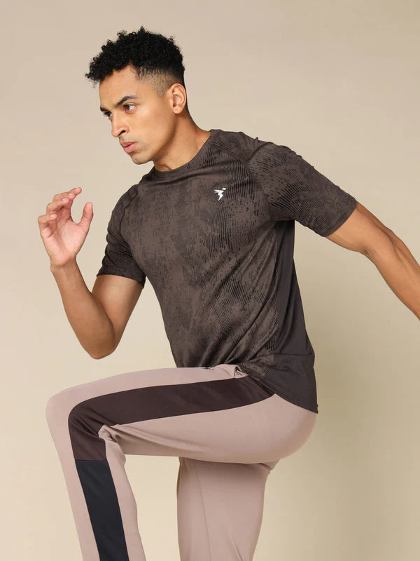Men Self Design Slim Fit Crew Neck T-shirt with DOUBLE COOL - Image 4