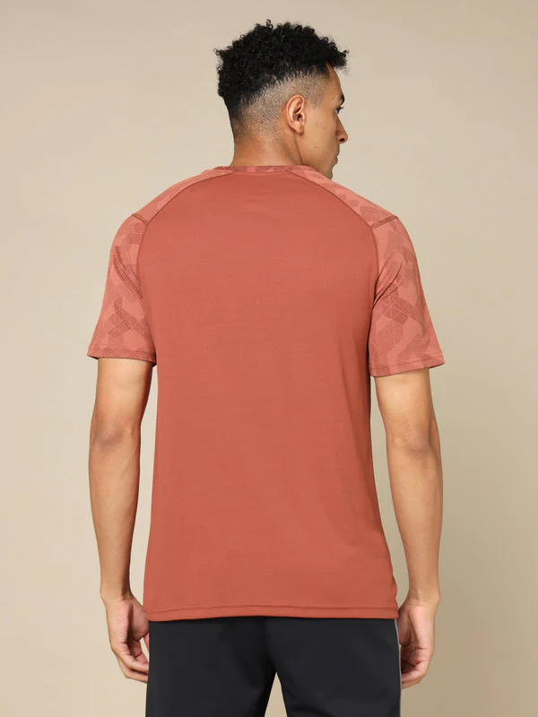 Men Self Design Slim Fit Crew Neck T-shirt with DOUBLE COOL - Image 3