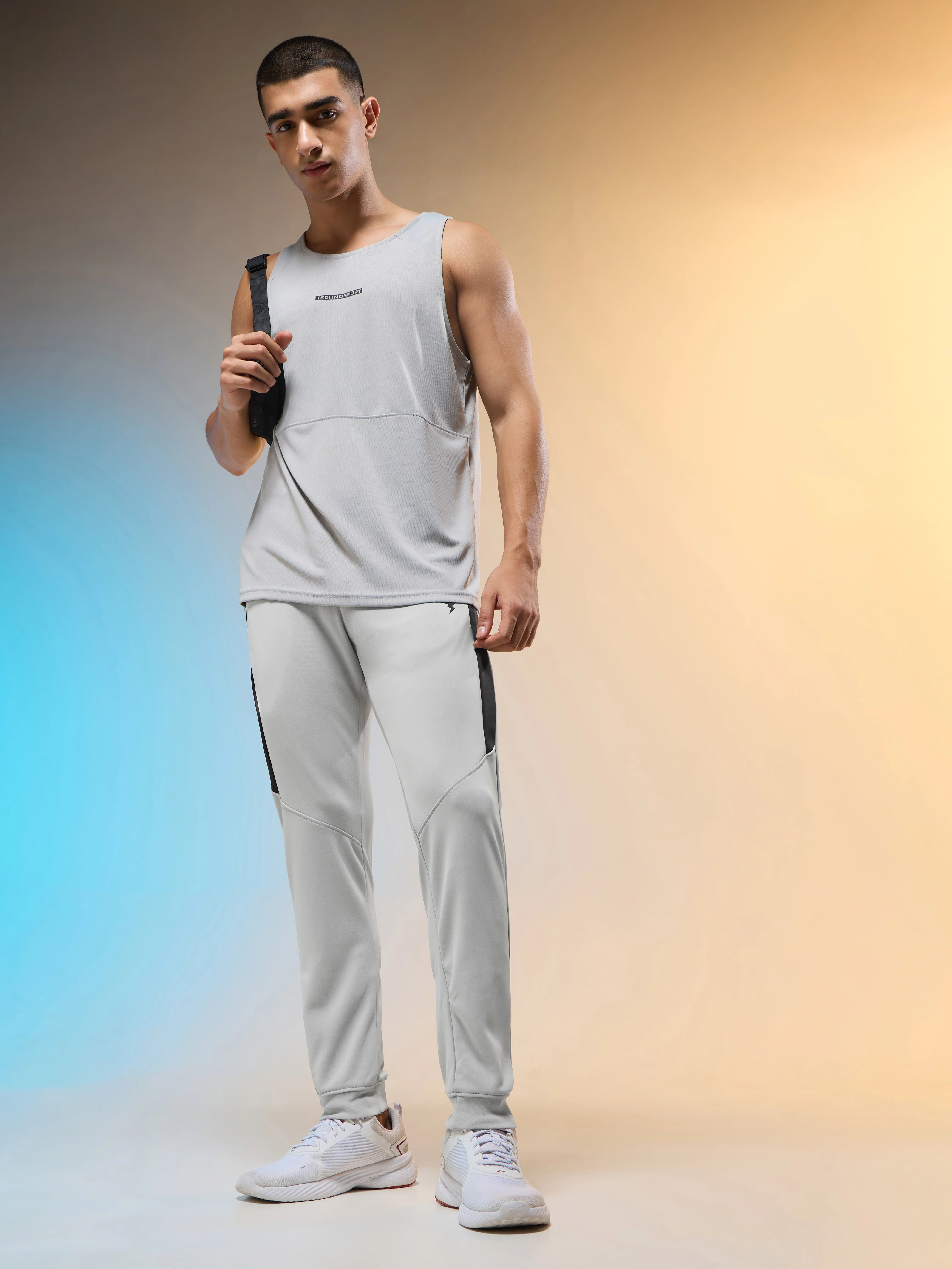 Men Melange Slim Fit Trackpants with TECHNO DRY - Image 5