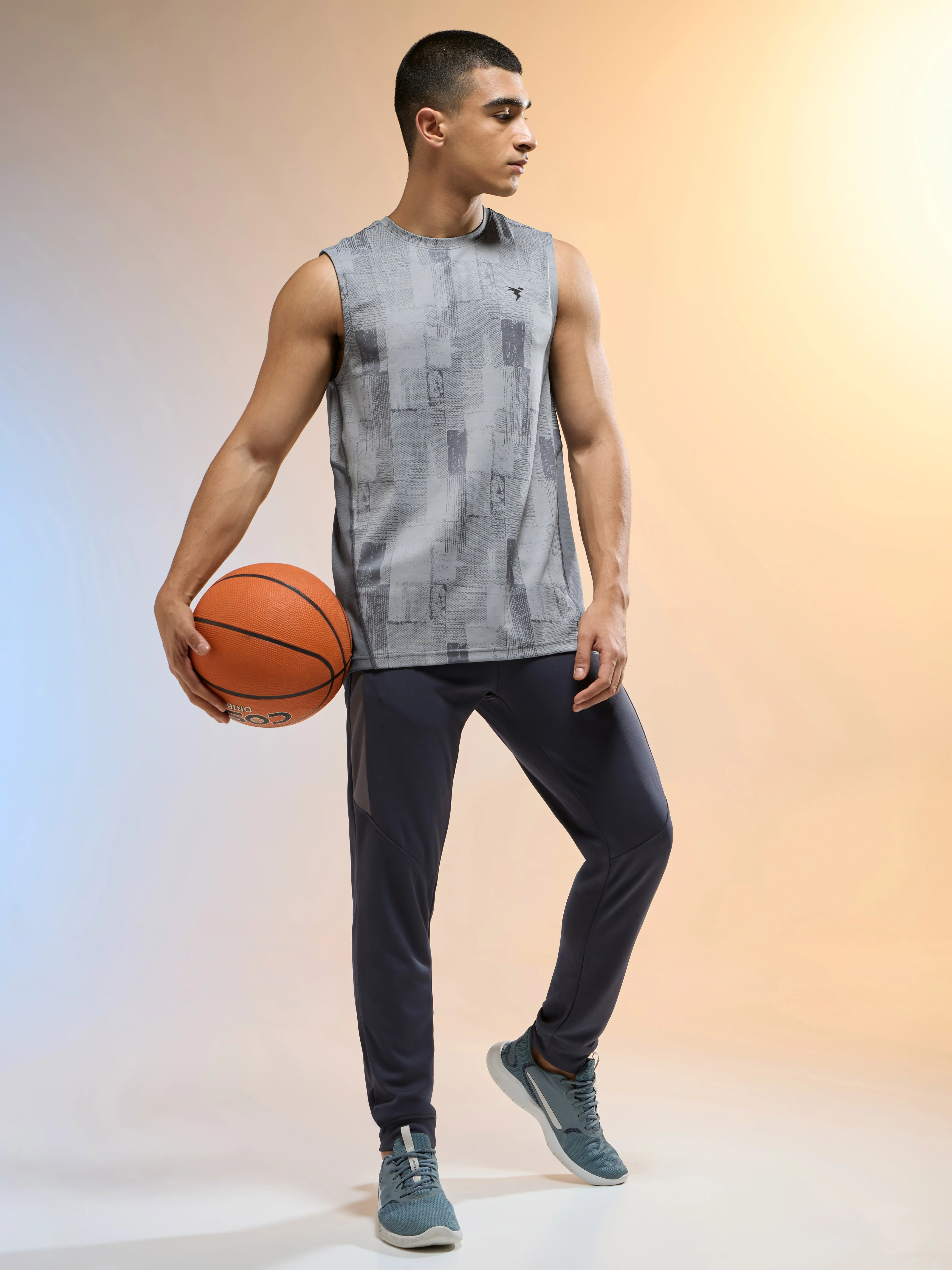 Men Melange Slim Fit Trackpants with TECHNO DRY - Image 5