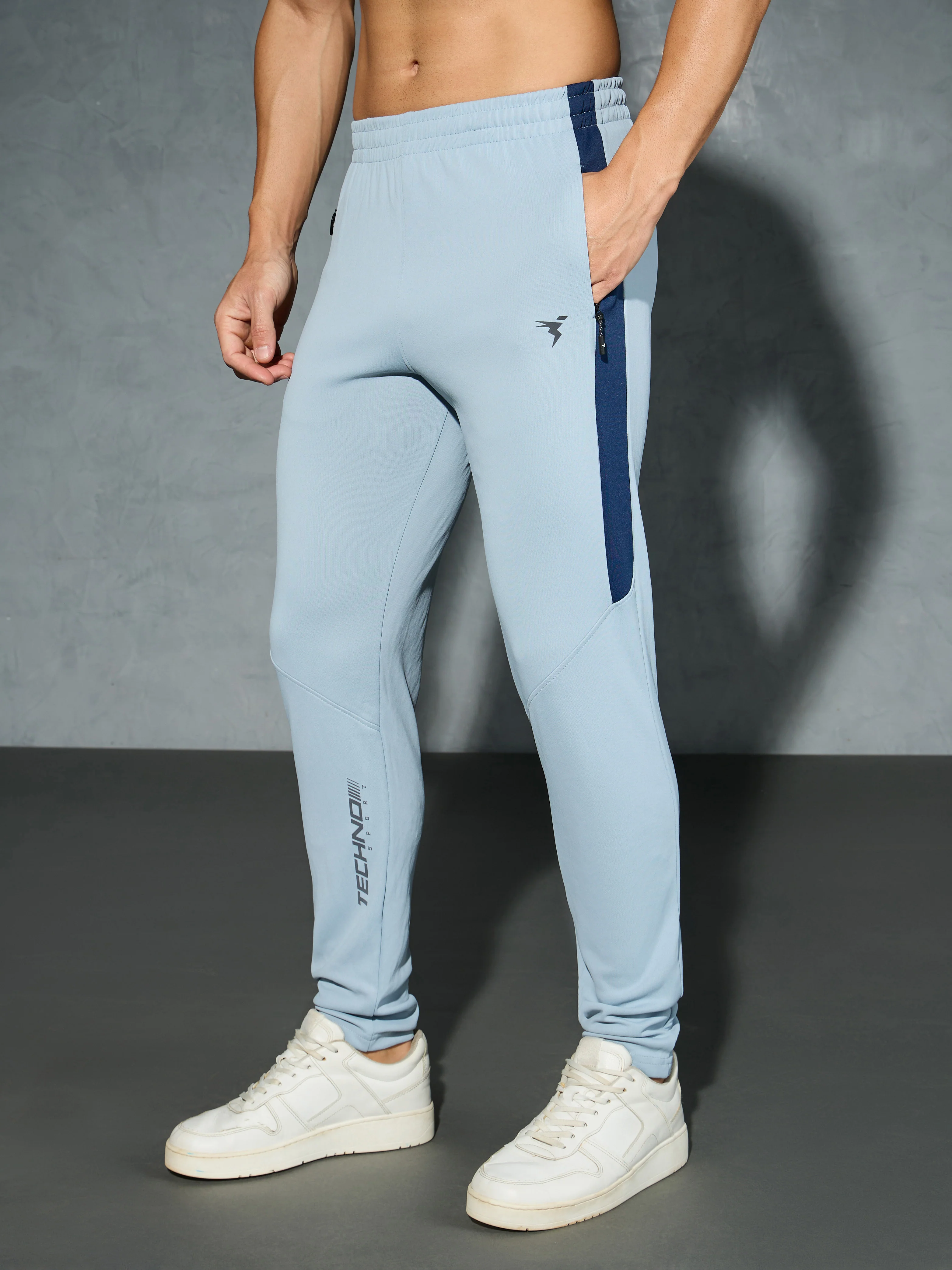 Men Solid Slim Fit Trackpants with TECHNO DRY