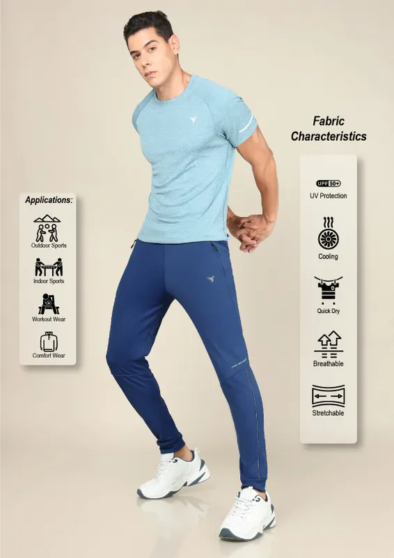 Men Solid Slim Fit Trackpants with TECHNO DRY - Image 3