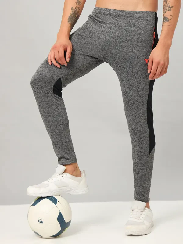 Men Melange Slim Fit Trackpants with TECHNO DRY - Image 2