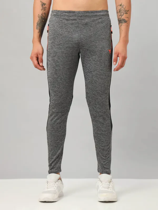 Men Melange Slim Fit Trackpants with TECHNO DRY - Image 4
