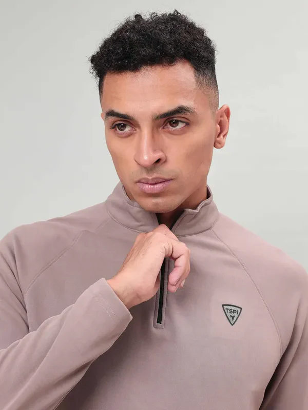 Men Solid Slim Fit Mock Neck Sports Sweatshirt with ELASTO PLUS - Image 6