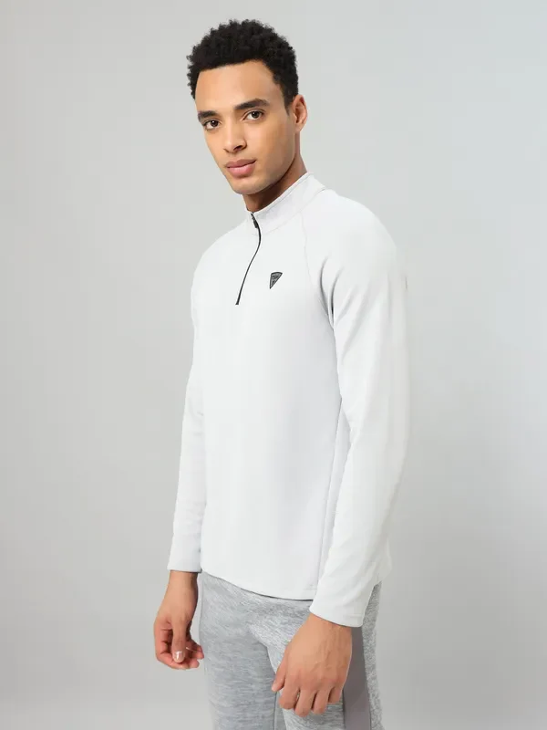 Men Solid Slim Fit Mock Neck Sports Sweatshirt with ELASTO PLUS - Image 4